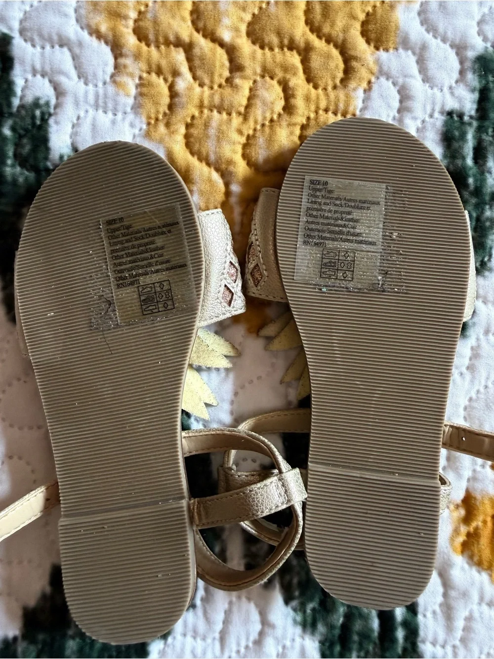 Janie & Jack Girls Gold Pineapple Sandals 10C